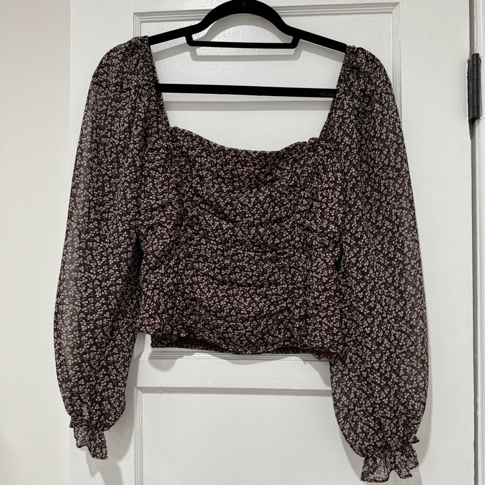 Brown Floral Blouse